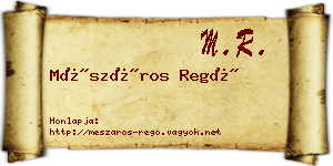 Mészáros Regő névjegykártya